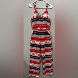 Red and Black Striped Jumpsuit